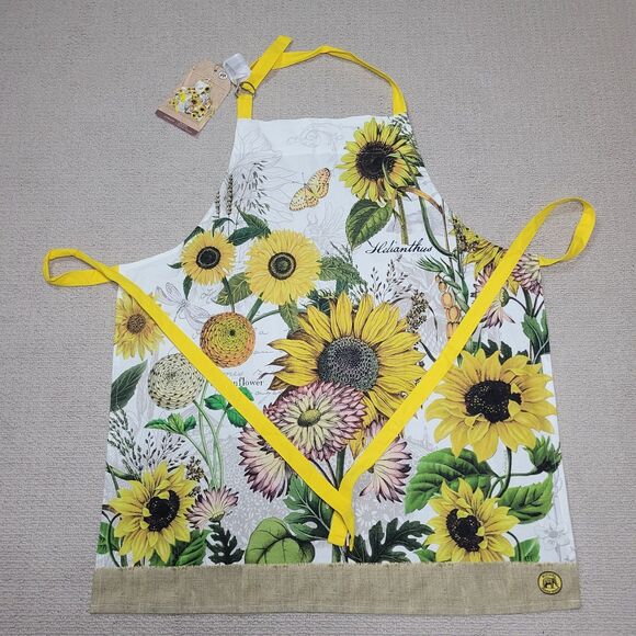 NEW Michel Design Works Chef's Apron OSFA Cotton Sunflowers Floral - Picture 1 of 5